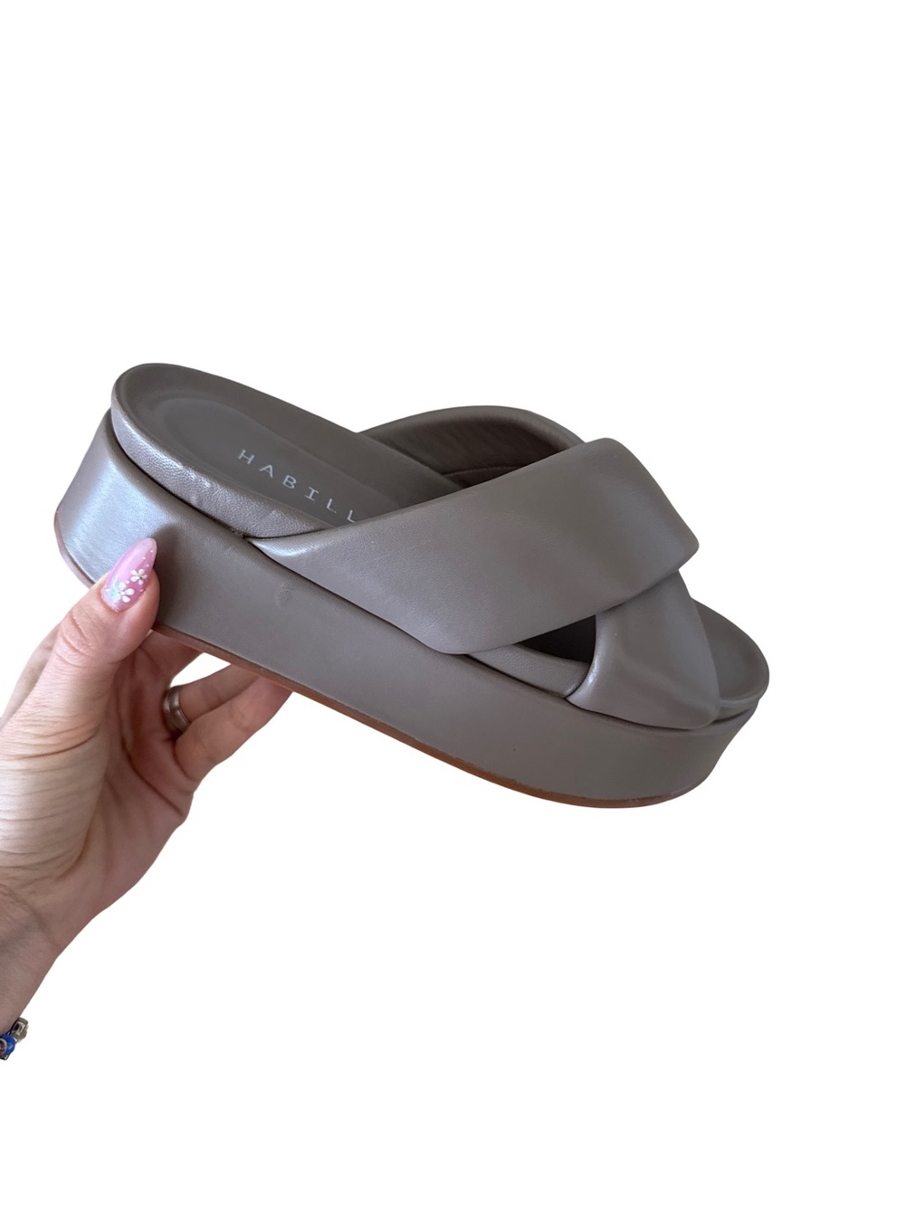 Women’s Taupe Crisscross Platform Sandal - Minimal Slide